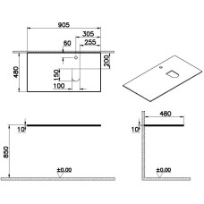 Столешница 90,5 см черный R VitrA Origin 65720