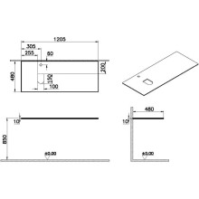 Столешница 120,5 см белый L VitrA Origin 65725