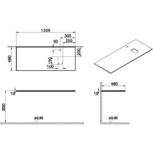 Столешница 120,5 см белый R VitrA Origin 65731