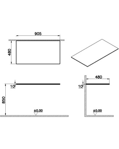Столешница 90,5 см белый VitrA Origin 65760