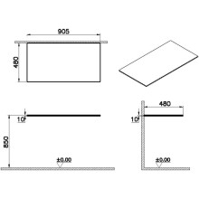 Столешница 90,5 см черный VitrA Origin 65761