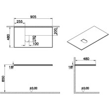 Столешница 90,5 см темный вяз L VitrA Origin 65858