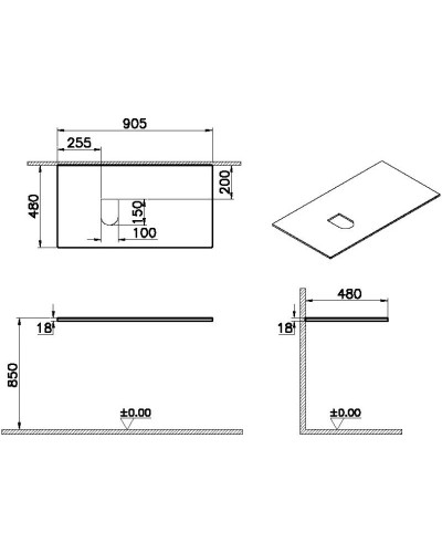 Столешница 90,5 см дуб L VitrA Origin 65859