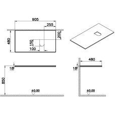 Столешница 90,5 см темный вяз R VitrA Origin 65861