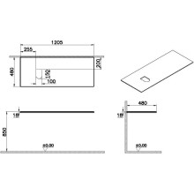 Столешница 120,5 см темный вяз L VitrA Origin 65864