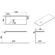 Столешница 120,5 см темный вяз L VitrA Origin 65864