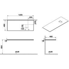 Столешница 120,5 см черный дуб R VitrA Origin 65927
