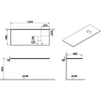 Столешница 120,5 см темный вяз R VitrA Origin 65928