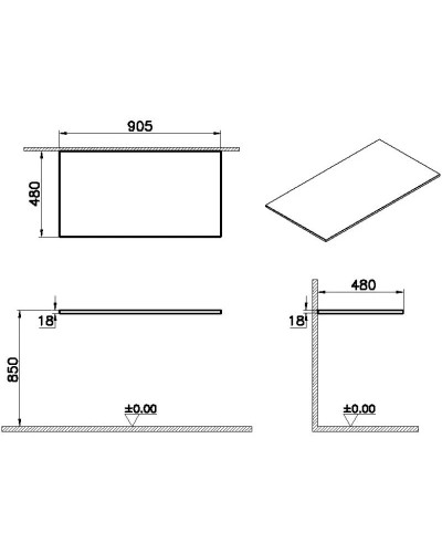 Столешница 90,5 см дуб VitrA Origin 65947