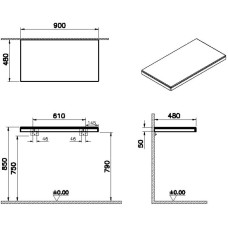 Столешница 90 см темный вяз VitrA Stand 66634