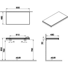 Столешница 90 см светлый дуб VitrA Stand 66635