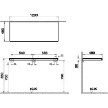 Столешница 120 см светлый дуб VitrA Stand 66659
