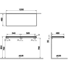 Столешница 120 см светлый дуб VitrA Stand 66659