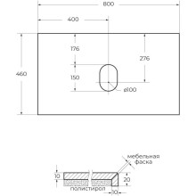 Столешница 80 см Marmo Grigio Lucido Belbagno KEP-80-MGL-W0