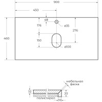 Столешница 90 см Marmo Nero Opaco Belbagno KEP-90-MNO