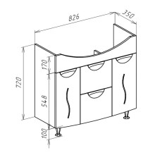 Тумба под раковину Bellezza Глория 85 4638514100013 с бельевой корзиной Белая