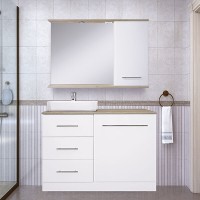 Респект -120 Тумба с 3 ящ. под стиральную машину левая (белая ПВХ/Дуб Тиссано)