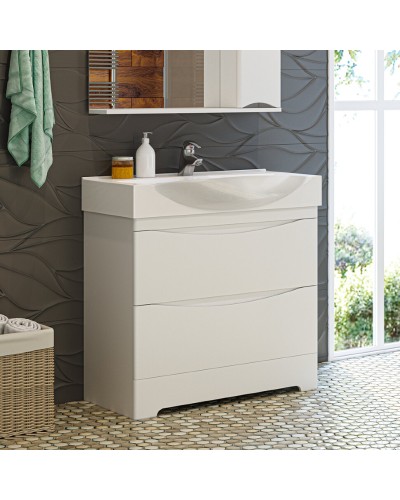 Элвис - 85 Тумба напольная с 2 ящ. белая эмаль