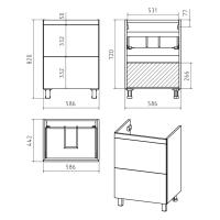 Атлантик - 60 Тумба напольная  с 2 ящ. закруг. края серый камень