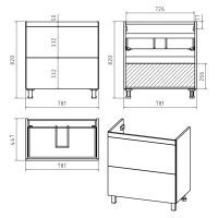Атлантик - 80 Тумба напольная  с 2 ящ. закруг. края серый камень