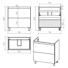 Атлантик - 80 Тумба напольная  с 2 ящ. закруг. края серый камень