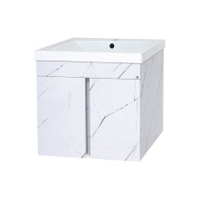 Торос - 75 Тумба подвесная прямая белый мрамор ПВХ