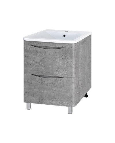 Атлантик - 80 Тумба напольная  с 2 ящ. закруг. края серый камень