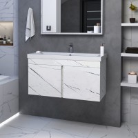 Торос -100 Тумба подвесная прямая белый мрамор ПВХ