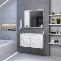 Торос - 50 Тумба подвесная прямая белый мрамор ПВХ