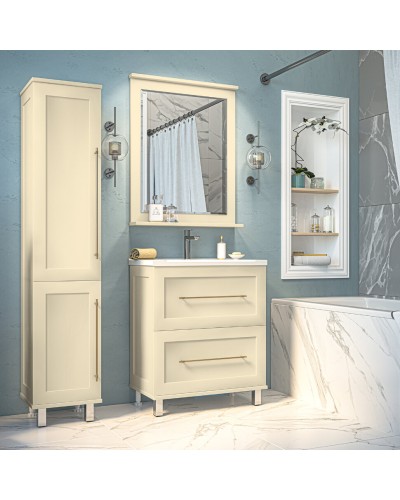 Марта - 80 Тумба напольная 2 ящ. бежевая эмаль