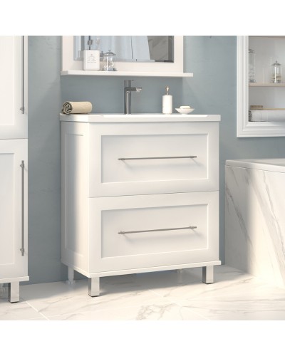 Марта - 70 Тумба напольная 2 ящ. белая эмаль (глянец)