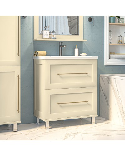 Марта - 60 Тумба напольная 2 ящ. бежевая эмаль