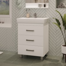 Гармония - 60 Тумба напольная  с 3 ящ. закруг. края белая эмаль (глянец)