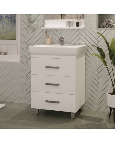 Гармония - 70 Тумба напольная  с 3 ящ. закруг. края белая эмаль (глянец)