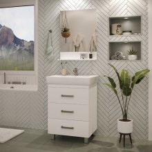 Гармония - 60 Тумба напольная  с 3 ящ. закруг. края белая эмаль (глянец)