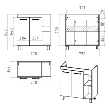 Крафт - 80 Тумба напольная 2 дв.
