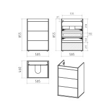 GRAFIT - 60 Тумба напольная 3 ящ. Графит под стиральную машину ПВХ