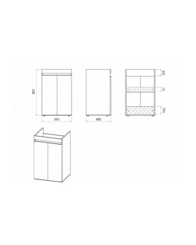 Фостер - 55 Тумба напольная прямая под стиральную машину О