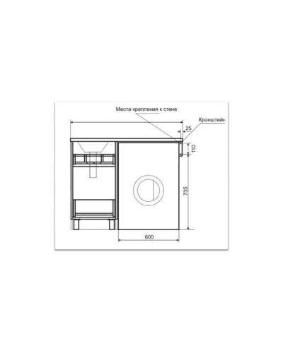 Фостер - 55 Тумба напольная прямая под стиральную машину О