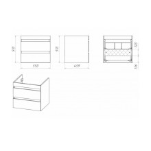 Фостер - 55 Тумба подвесная с 2 ящ. под стиральную машину, белая О