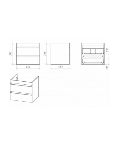 Фостер - 55 Тумба подвесная с 2 ящ. под стиральную машину, белая О