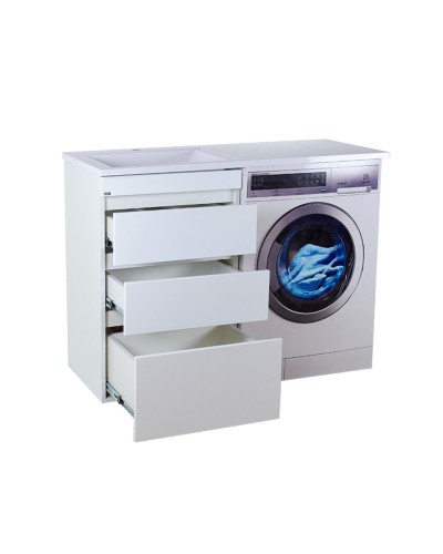 Фостер - 55 Тумба напольная 3 ящ. под стиральную машину, белая @ О