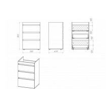 Фостер - 55 Тумба напольная 3 ящ. под стиральную машину, белая @ О