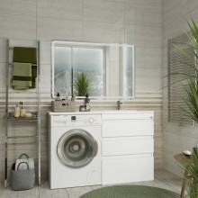 Фостер - 55 Тумба напольная 3 ящ. под стиральную машину, белая @ О