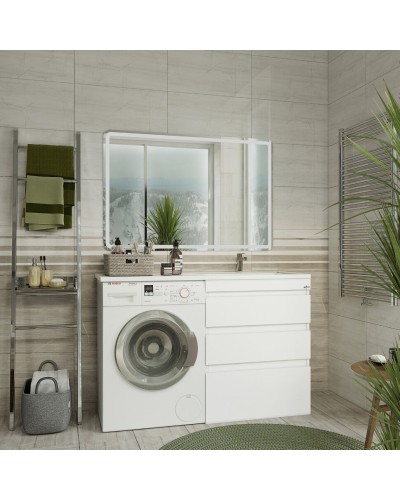 Фостер - 55 Тумба напольная 3 ящ. под стиральную машину, белая @ О