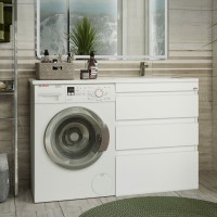 Фостер - 55 Тумба напольная 3 ящ. под стиральную машину, белая @ О