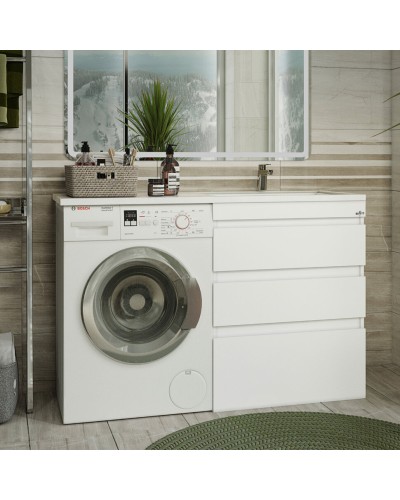 Фостер - 55 Тумба напольная 3 ящ. под стиральную машину, белая @ О