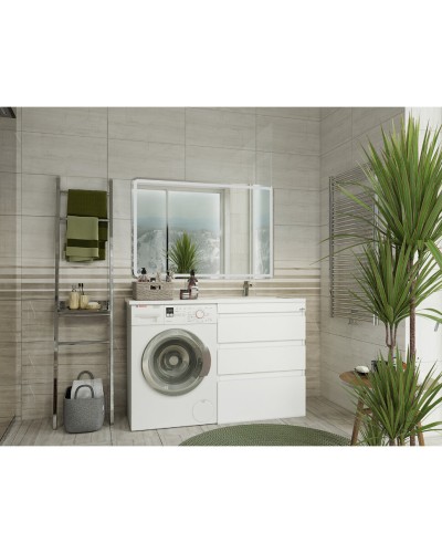 Фостер - 55 Тумба напольная 3 ящ. под стиральную машину, белая @ О