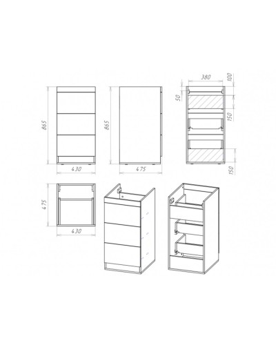 Куба - 50 Тумба 3 ящ. под стиральную машину белая эмаль