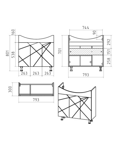 Грани - 80 Тумба напольная прямая (эмаль)